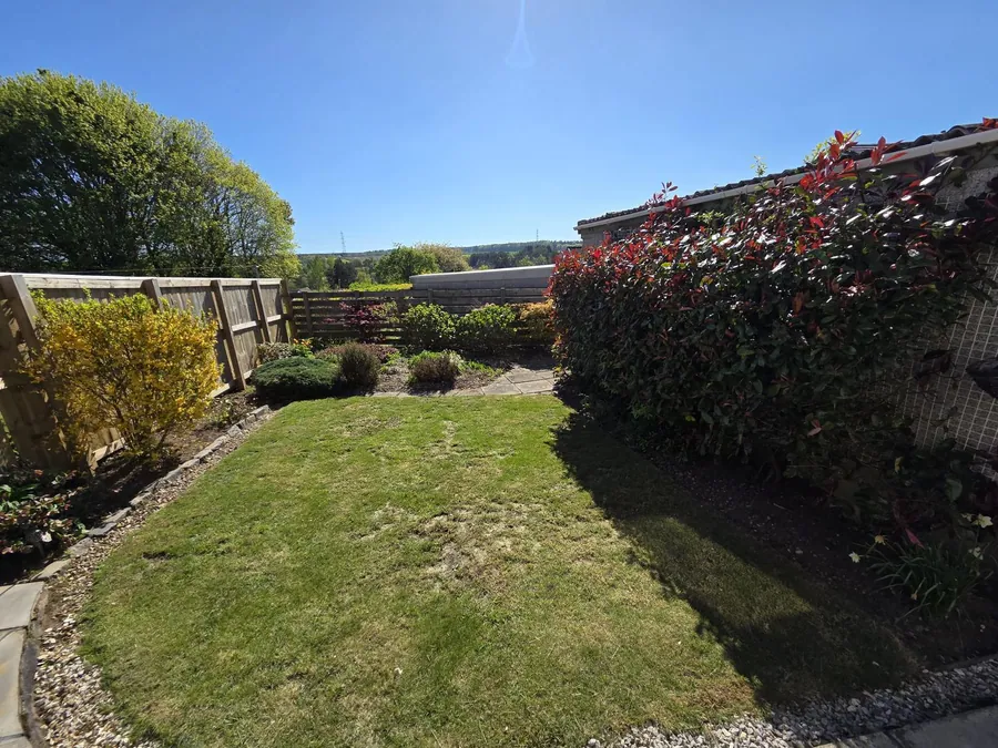 Sloping green lawn cut clean to the edges